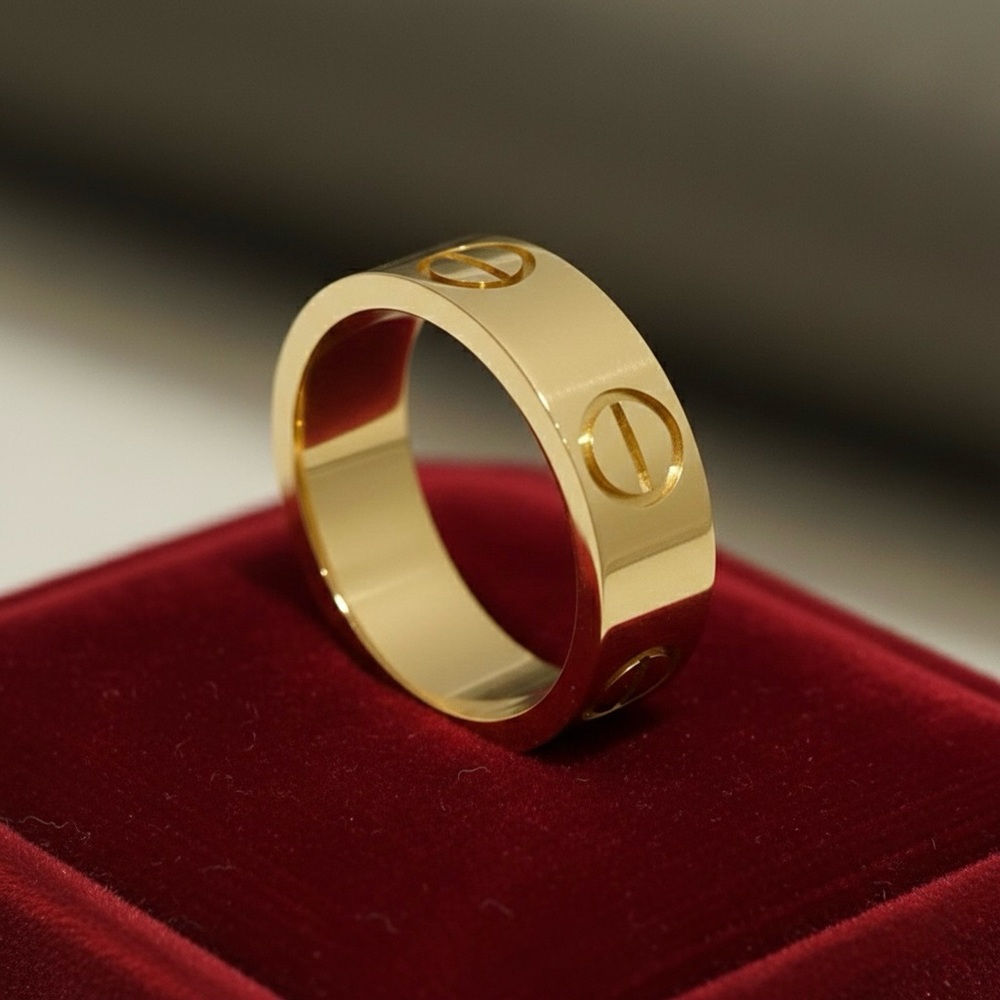 18K Gold Plated Gold Love Screw Ring Size 11 - Picture 5 of 6